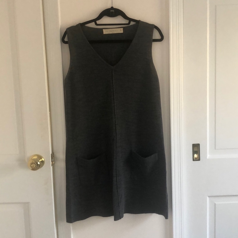 Grey Knit School Girl Style Jumper Dress